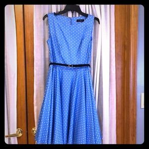 Boatneck Sleeveless Vintage Tea Dress with Belt